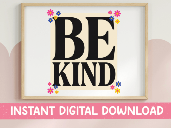 Be Kind Bold Black Daisy Wall Art for Brand Graphics