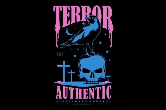Crow Terror T Shirt Design: Graphics & Templates