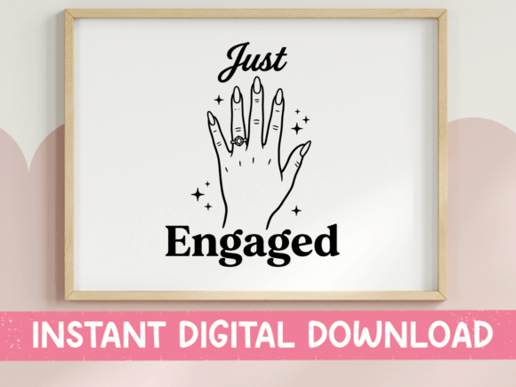 Just Engaged Ring Hand Design for Graphics and T-Shirt Projects