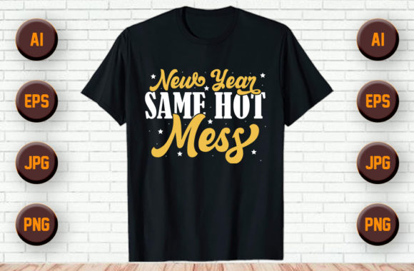 T-Shirt & Mug Design 35: New Year Graphics & Print Templates