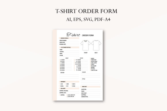 T-Shirt Order Form, Business Planner Graphic Template Review